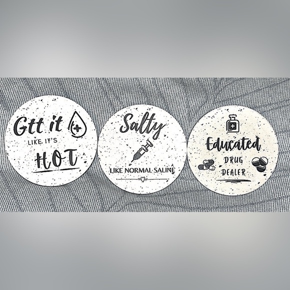 Medical professional/ Nurse themed humorous Ceramic Coasters 3 total - Picture 2 of 6